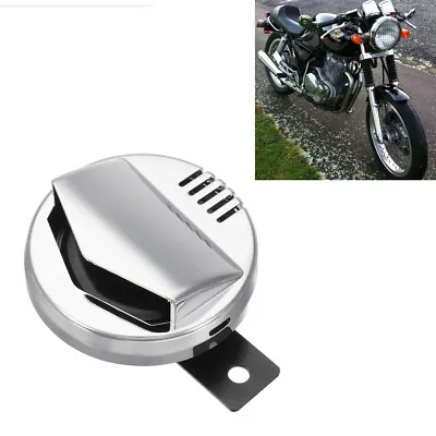 Motorcycle Electric Horn Chrome Super Loud 110db 94mm Cafe Racer Retro 12V 2A • $18.49