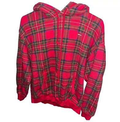 Vintage Women’s Size S Levi’s Red Plaid Semi-Cropped Hoodie • $20