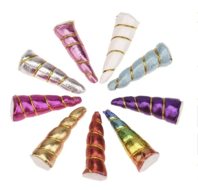 $15 • Buy 9pcs Mixed Coloured Unicorn Horns DIY Horn Headband Rainbow No String 6cm Toy Cr