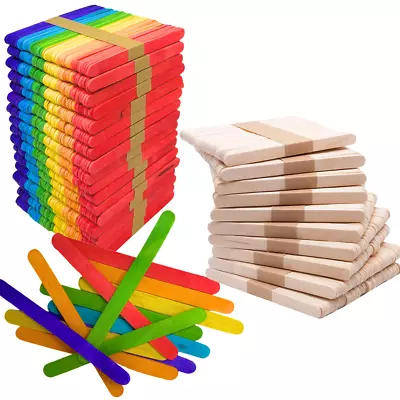 Lollipop Sticks Wooden Lolly Natural Craft Crafts Lollies Ice Pops Kids Coloured • £4.79