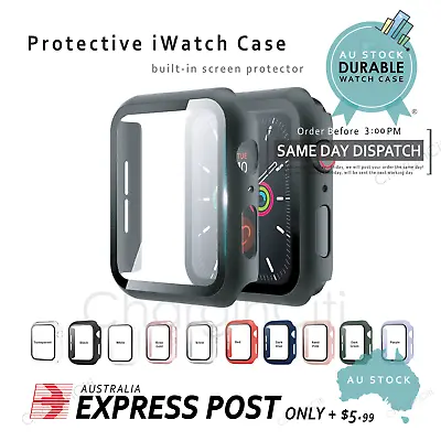 $5.25 • Buy For Apple Watch IWatch Series 8 7 SE 6 5 Case Full Glass Cover 38 40 41 42 44 45