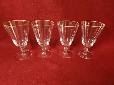 Vintage Fostoria Aurora Gold Rim Ice Tea Glassware Set Of 4 Stem 6092 • $30