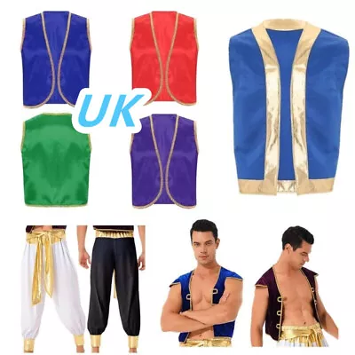 UK Men's Vest Waistcoat And Lantern Pants Outfits Arabian Prince Cosplay Costume • £13.98