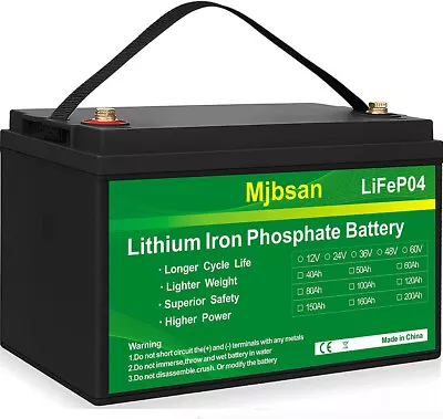 100AH 12V LiFePO4 Deep Cycle Lithium Rechargeable Battery BMS For RV Boat Sloar • $160