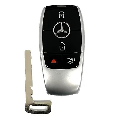 OEM Mercedes Keyless Remote Fob + UNCUT Key Mercedes Benz IYZ-MS1 (black Glossy) • $49.73