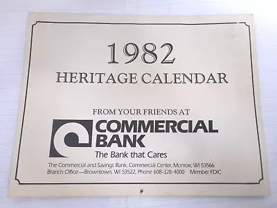 Monroe Wis 1982 Commerical Bank Heritage Black White Historical Photos Calendar • $10
