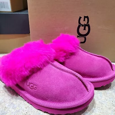 New Big Kids Girls 3 Pink Rock Rose Ugg Cozy Ii Suede Slip-on Slippers 1019065k • $50.96