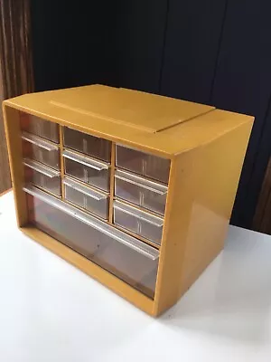 Vintage Akro Mills Yellow Plastic 10 Drawer Parts Cabinet Bin Storage USA • $16.99