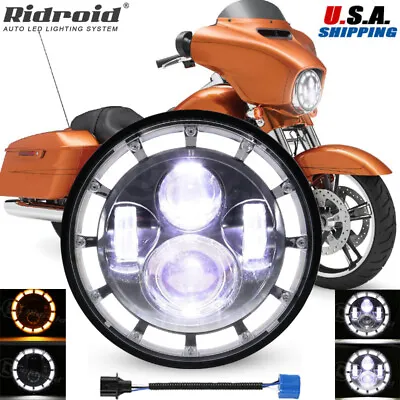 7  Inch Motorcycle LED Headlight Projector DRL For Harley Honda Yamaha Indian • $30.99