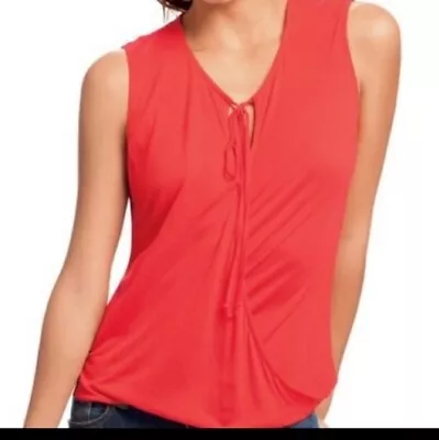 CAbi Lobster Faux Wrap Red Sleeveless Top Size S Great Condition! Buttery Soft • $10