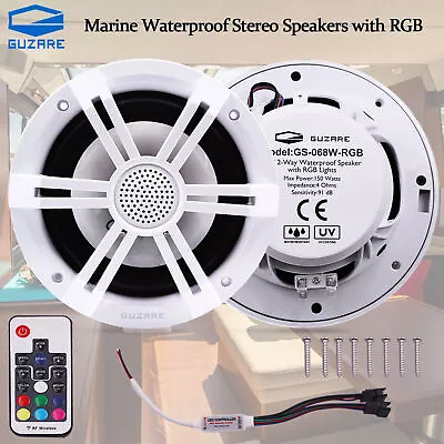 Marine Stereo Waterproof Speakers With RGB LED 7 Color Adjustable For ATV UTV UV • £133