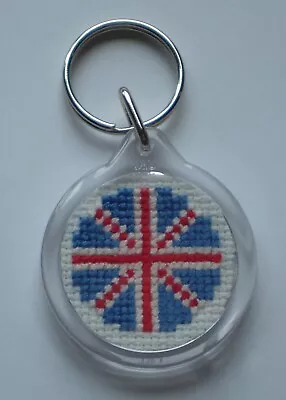 Union Jack -   Completed Cross Stitched  Keyring • £2.25