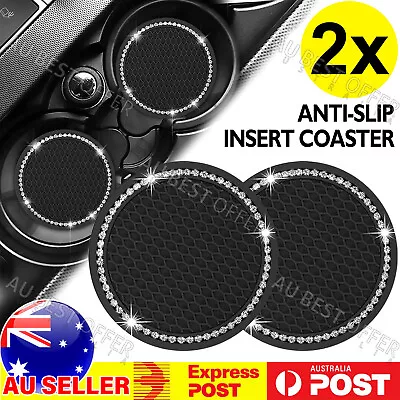 2 Pcs Black Bling Car Cup Holder Insert Coaster Anti-slip Car Accessories AU • $3.49