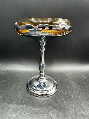 $24.95 • Buy Vintage Farber Bros. Krome Kraft Compote Candy Dish Art Deco Amber Glass