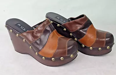 Rule Steve Madden Womens Patchwork Leather Clogs Wedge Y2K Size 7 • $45