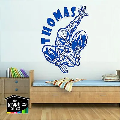 £0.99 • Buy Boys Wall Art Spiderman Personalised Sticker Bedroom Kids Marvel Super Hero Fun