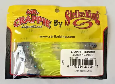 Mr. Crappie By Strike King ~ Crappie Thunder ~ Junebug Chartreuse 15 Pack 1.75” • $5.25