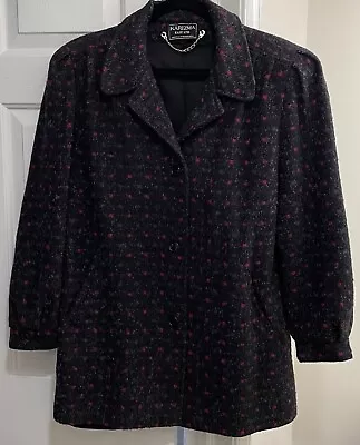 Vintage 90's Karizma Peacoat Jacket Black Boucle Button Front Women's 16 XL • $12.74