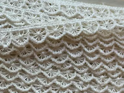 Vintage 3/8  Cotton Crocheted Scalloped Lace Trim 2 Yards Doll Millinery Quilt • $5.99