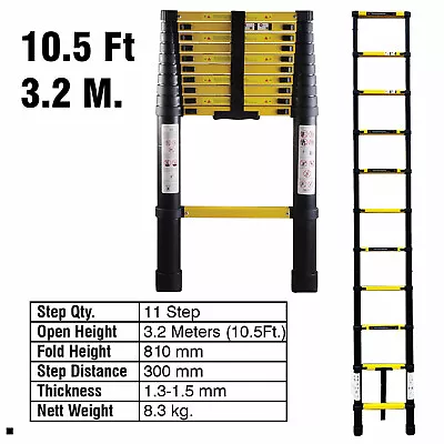 2.6-5.5M Aluminium Telescopic Ladder Multi Functional Folding Telescoping Ladder • £66.97