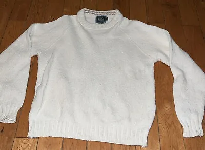 Vintage Woolrich Woman Crewneck Sweater Cotton Made In USA White Medium • $10