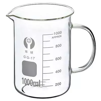1000ml Glass Beaker With Handle 3.3 Borosilicate Graduated Lab Measuring Cups • $25.45