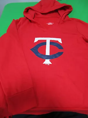 New Minnesota Twins Mlb Baseball Womens V Neck Hooded Hoodie Sweatshirt Red Xl • $25.19