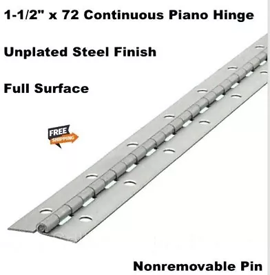 Continuous Piano Hinge Steel 1-1/2  X 72 X .060 Full Surface Nonremovable Pin • $33.75