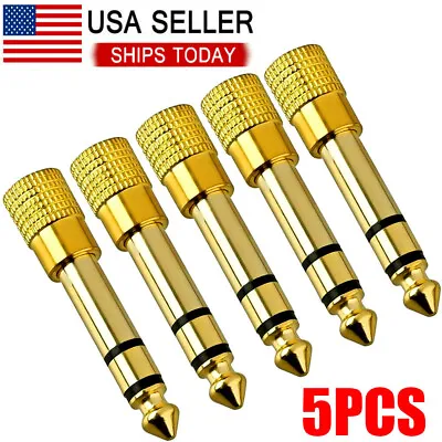$6.69 • Buy 5x TRS Stereo Audio Headphone Adapter 6.35mm 1/4  Male To 3.5mm 1/8  Female Jack