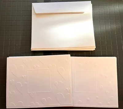 Lot Of 10 Unused Embossed Blank Note Cards With Envelopes White Hearts Dots A2 • $8.95