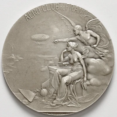 $190.50 • Buy Woman & Nude Angels Aeroclub De France Silver Named Medal By Marcus 54mm 75,55g