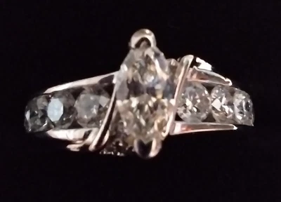 $2500 • Buy Zales 1.50 CTW Marquis Center Diamond Ring In Solid 14K White Gold