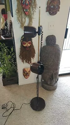 Vintage Mid Century MOD Eyeball Bullet Standing Floor Lamp Brown 2 Lights • $169.99