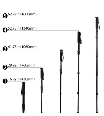 Portable Monopod Aluminum Alloy 5-section Convenient Telescopic Handheld Pole • £39.89