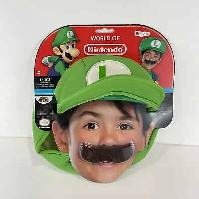 NEW Super Mario Luigi CHILD Costume Accessory Kit Hat Mustache World Of Nintendo • $16.99