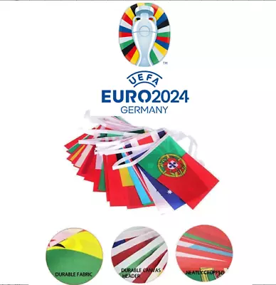 8M EURO 2024 Football Fabric Flag Bunting All 24 Nations UK SELLER Speedy Post • £5.24