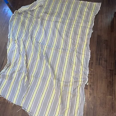 Vintage Pillow Mattress Ticking  Yellow/grey Stripe Heavy Cotton Fabric52x64 • $49