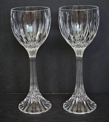 Set Of 2 Mikasa Park Lane Cut Crystal Hock Wine Glasses 8 1/4  Flared Base 6 Oz • $55.21