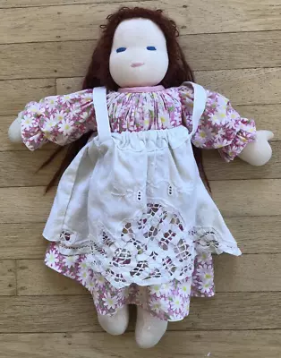 Vintage Handmade Magic Cabin Style Waldorf Cloth Doll Red Hair Blue Eyes ~16  • $80