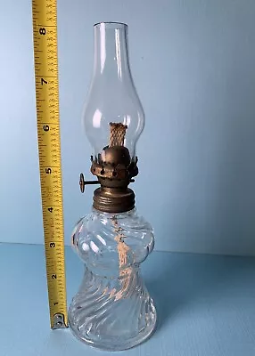Antique P & A Acorn Miniature Swirled Glass Kerosene Oil Lamp 8” • $10