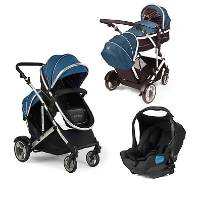 Kids Kargo Duel Ds Blue Baby&Tot Tandem Pushchair Pram With Free Isofix Car Seat • £449.99