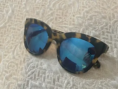 J Crew Tortoise Havana/Blue Lenses Womens Mirrored Sunglasses • $38
