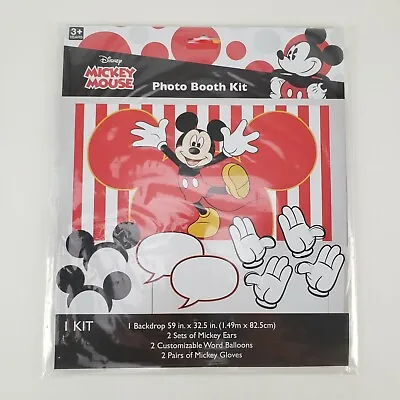 Disney Mickey Mouse Photo Booth Kit Backdrop Ears 7 Piece Party Accessories  • $7.99