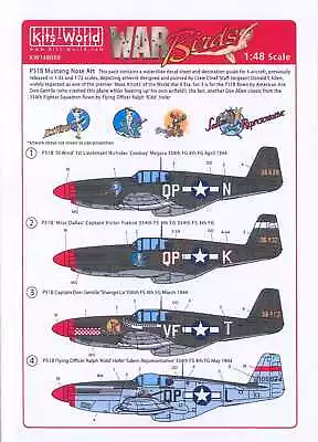 Kits World Decals 1/48 P-51B MUSTANG NOSE ART 4th Fighter Squadron • $12.99