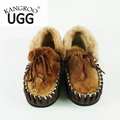 Experience Ultimate Comfort: Premium Australian Ugg Sheepskin Moccasin Slippers • $60