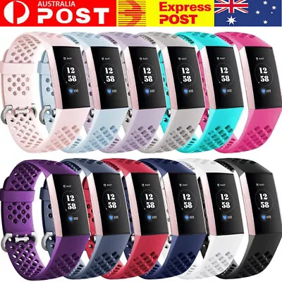 Fitbit Charge 3 4 Watch Soft Silicone Sports Replacement Band Wrist Strap AU • $4.99