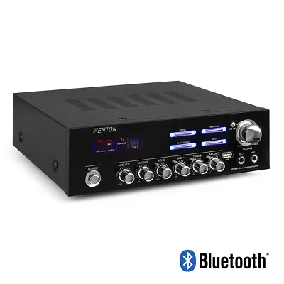 Bluetooth Amplifier Home Audio Stereo HiFi USB RCA AUX Karaoke Mic Inputs 120W • £52.99