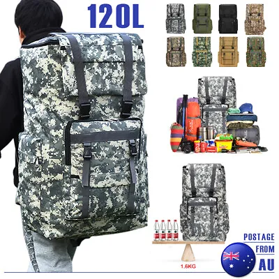 $44.88 • Buy 120LHiking Camping Bag Large Waterproof Backpack Outdoor Travel Luggage Rucksack