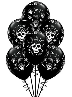 Qualatex 11  Pirate Skull & Cross Bones Around Balloons (10 Ct) • $9.99