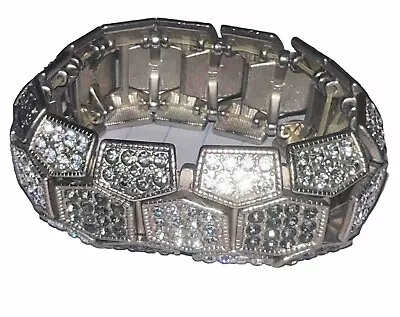 Vintage Art Deco Sparkling Clear Rhinestone Bracelet • $12.99